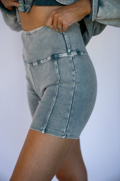 Sage Washed Biker Shorts