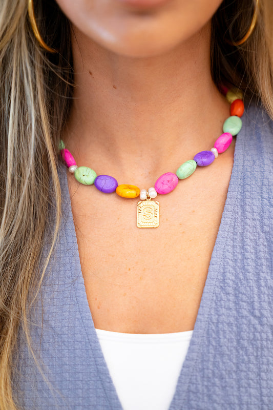 Rainbow Pebble Necklace