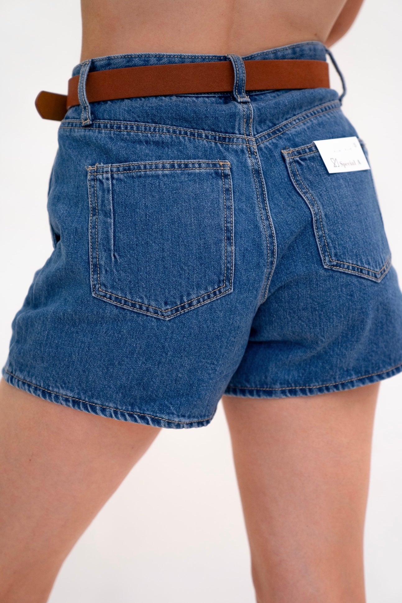 Lacey Pleated Denim Shorts