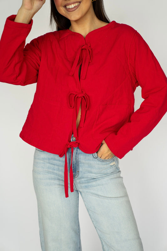 Scarlet Cozy Tie Jacket