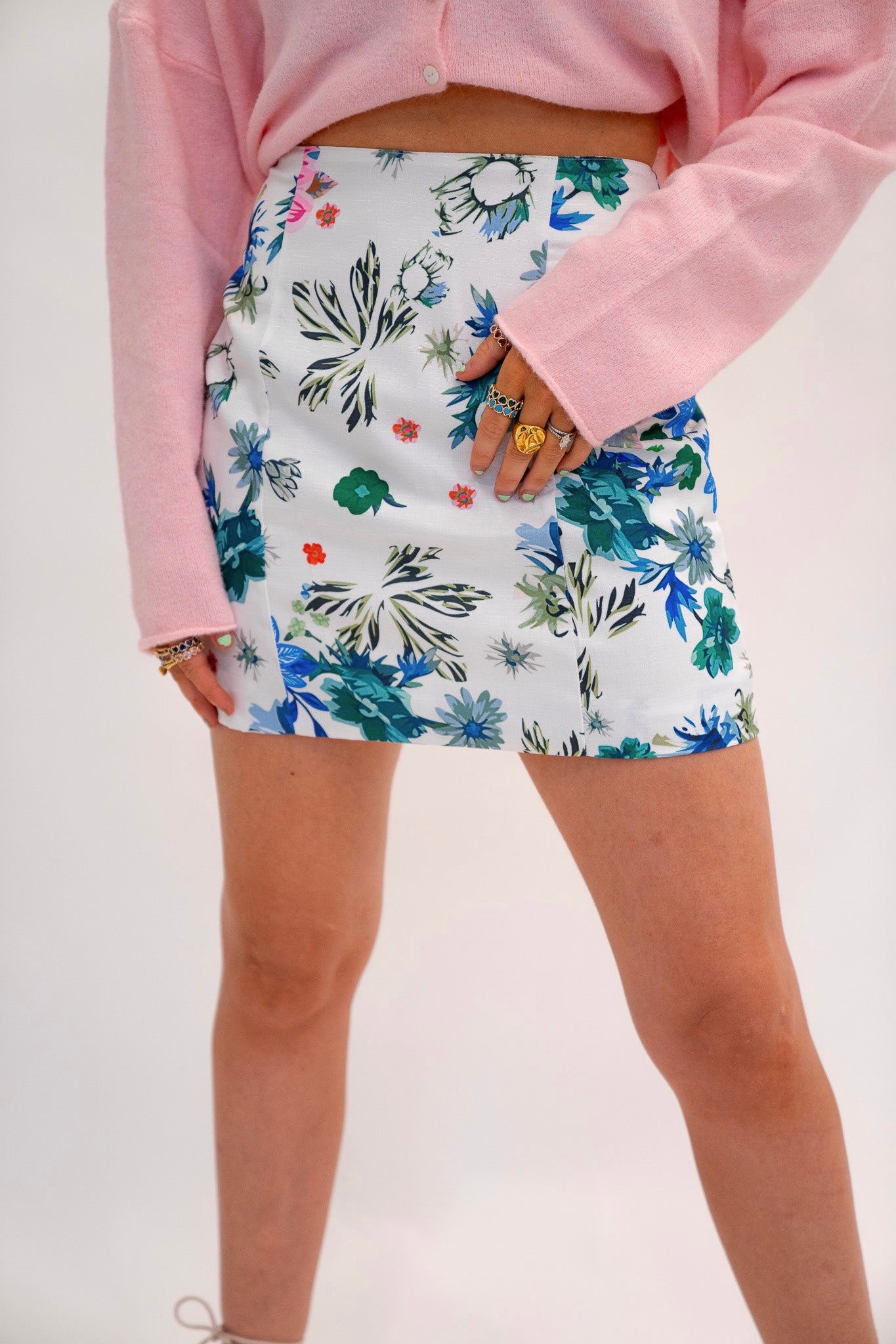 Floral Linen Mini Skirt