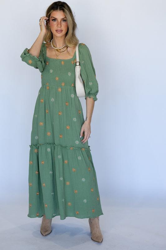 Olive Floral Maxi