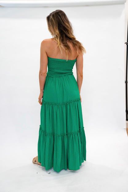 Green Smocked Maxi Dress